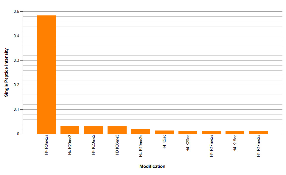 Histone H4R3me2a antibody (pAb) specificity tested by peptide array analysis.