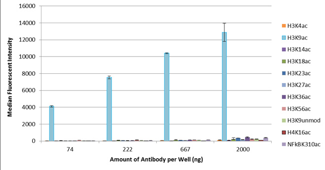 AbFlex<sup>&reg;</sup> Histone H3K9ac antibody (rAb) tested by ELISA.