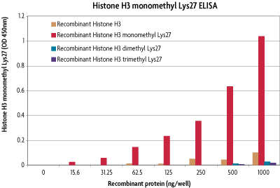 Specificity of the Histone H3 monomethyl Lys27 ELISA (H3K27).