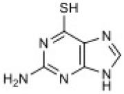 Chemical structure of 6-Thioguanine.